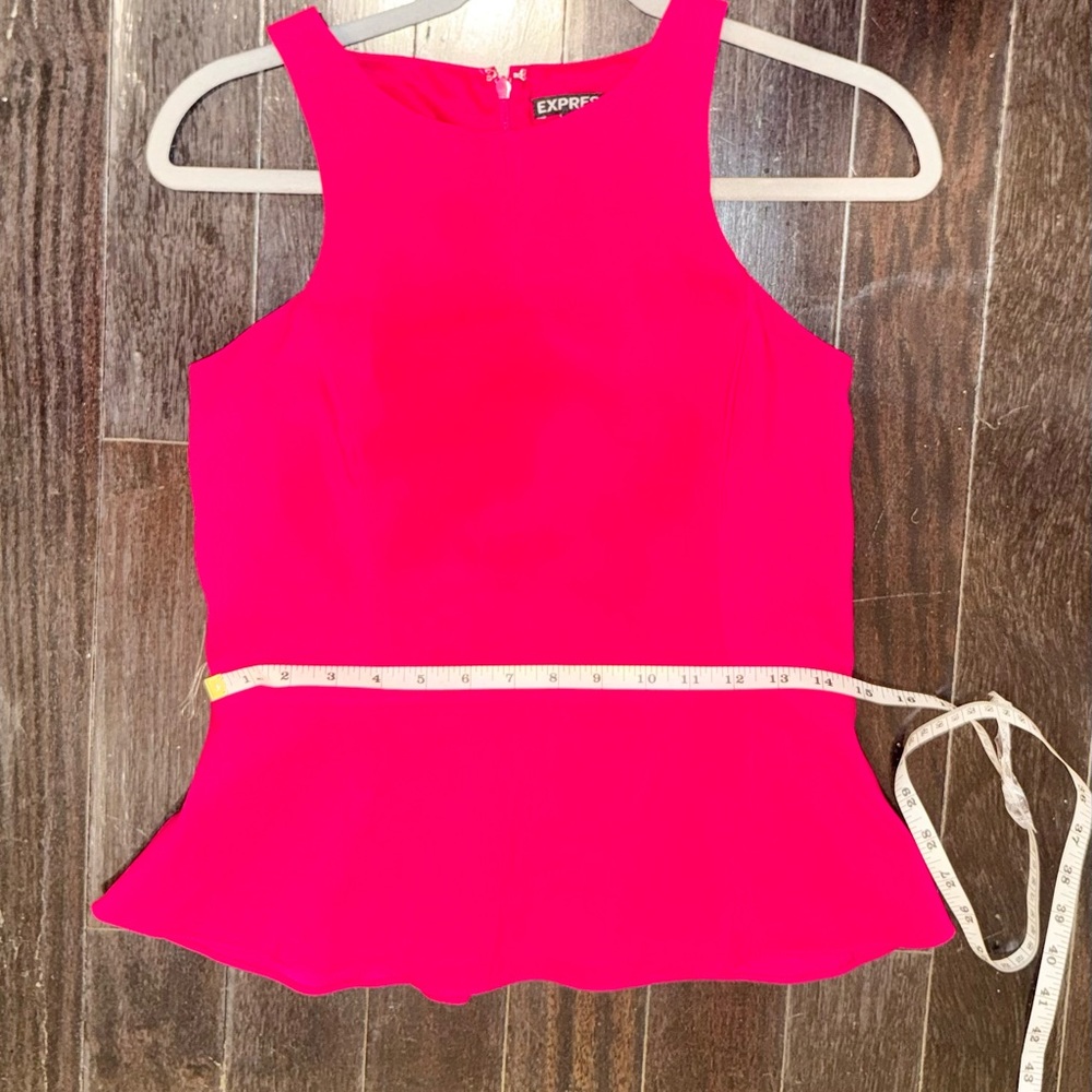 Express Women's Bright Pink Peplum Tank Top